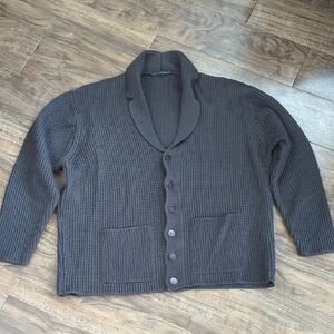 Peruvian Connection 100% Merino Wool Brown Knit Cardigan